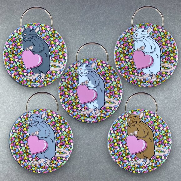 Valentines Day Rat Pin, Magnet, Keychain, Bottle Opener or Mini Ornament - Picture 8 of 12